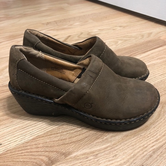Born Brown Leather Clog Shoes Sz 8 Non Marking Women’s - Picture 1 of 7